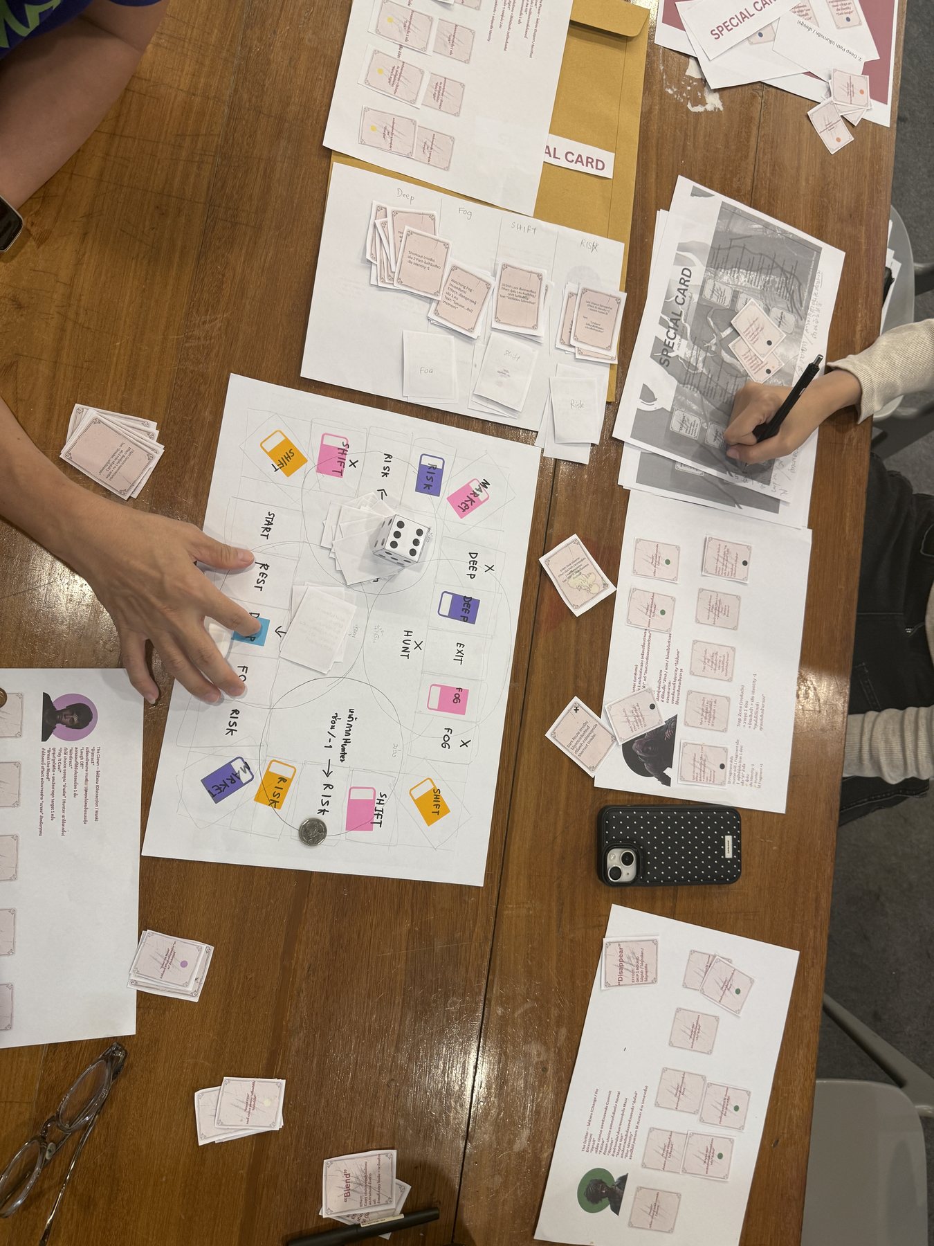 Prototype materials on table
