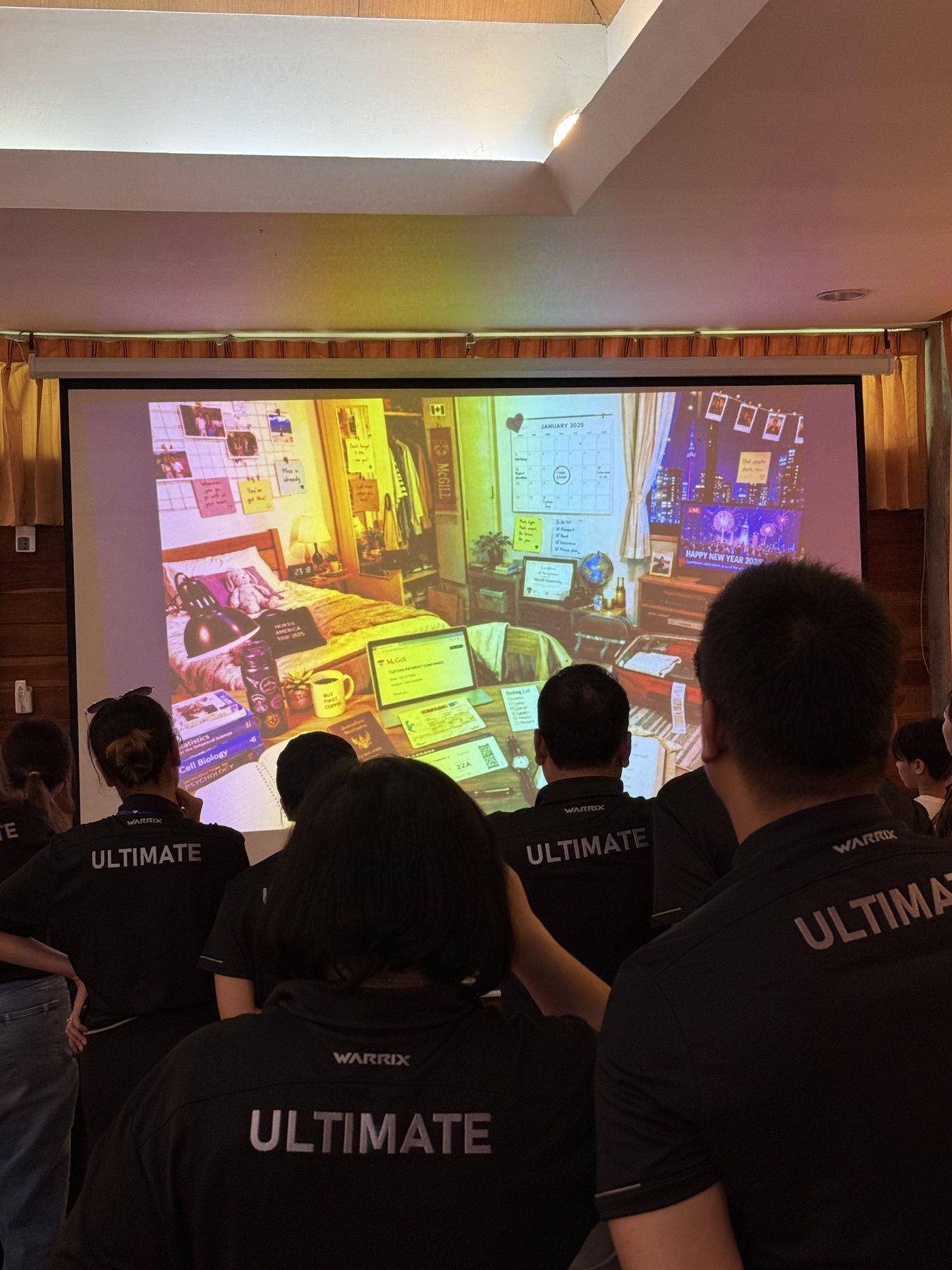 Participants watching immersive mission screen