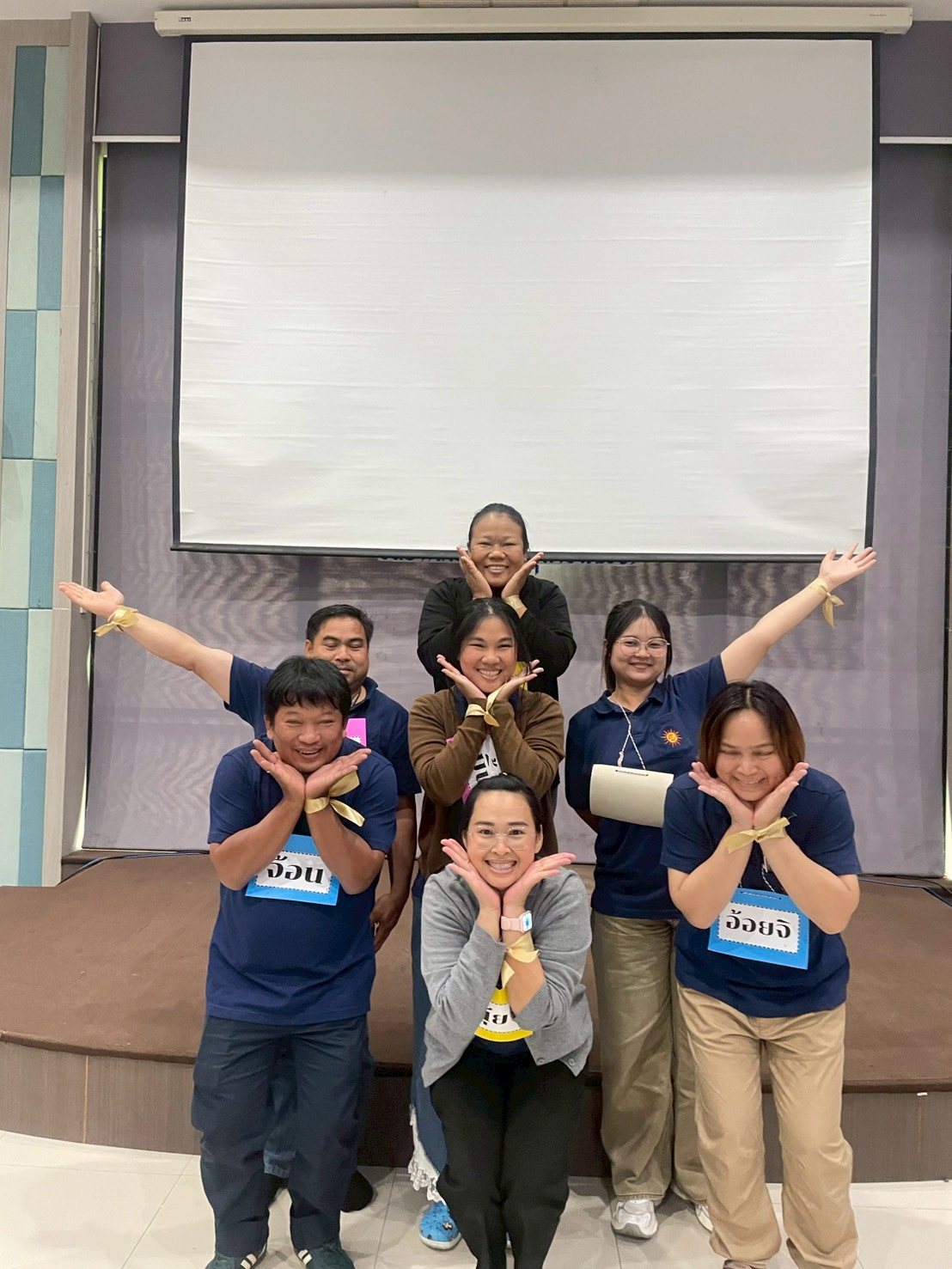 Team posing after activity